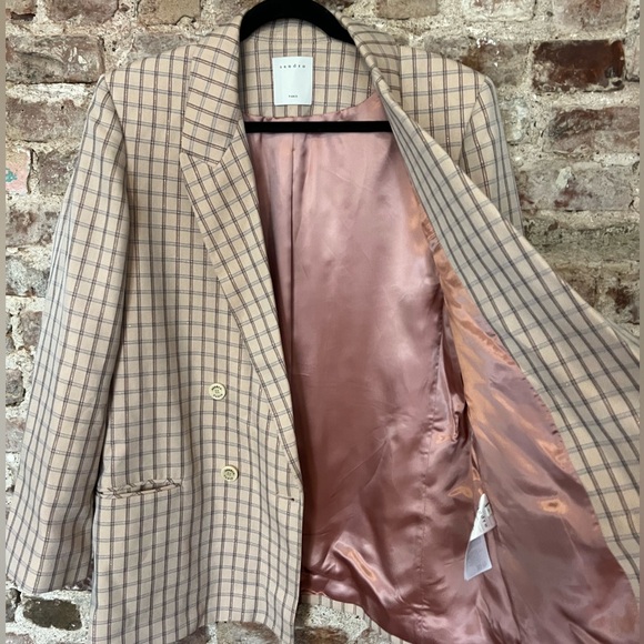 Blush Sandro Metallic Tweed Oversized Blazer - Picture 6 of 9